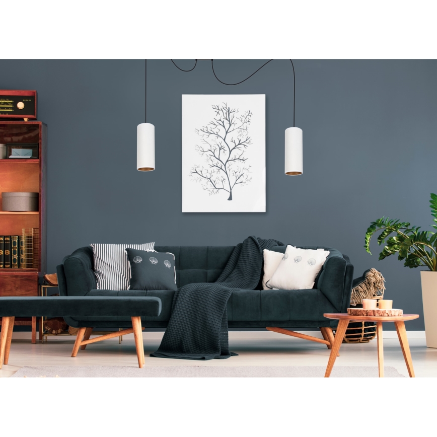 Lampadario a sospensione AVALO 2xE27/60W/230V ragno bianco/rame