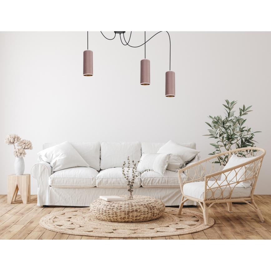 Lampadario a sospensione AVALO 3xE27/60W/230V ragno rosa/rame