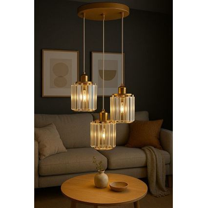 Lampadario a sospensione BELLA 3xE27/40W/230V oro