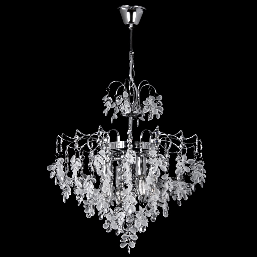 Lampadario a sospensione con catena 4xE14/60W/230V diametro 40 cm cromo lucido