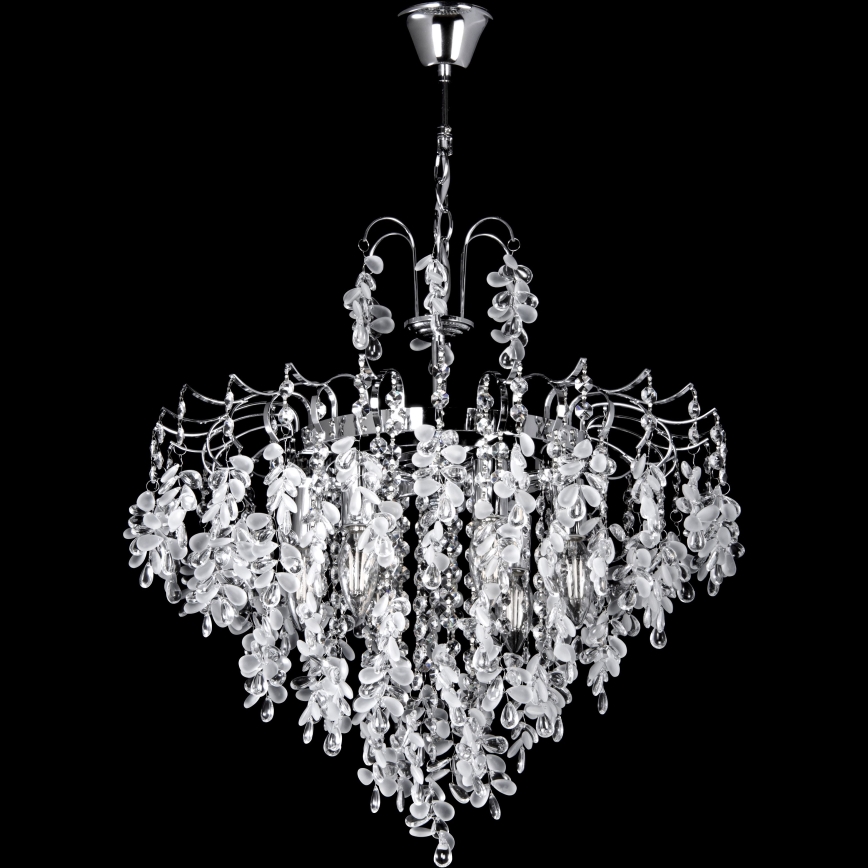 Lampadario a sospensione con catena 6xE14/60W/230V diametro 50 cm cromo lucido