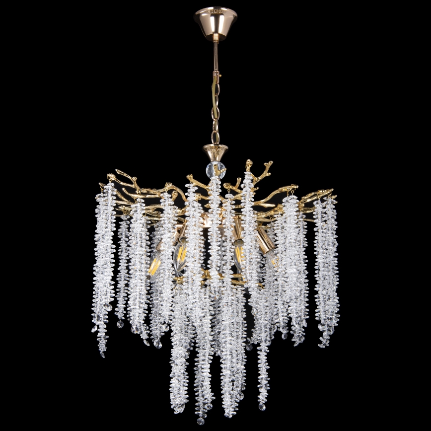 Lampadario a sospensione con catena 6xE14/60W/230V diametro 53 cm oro