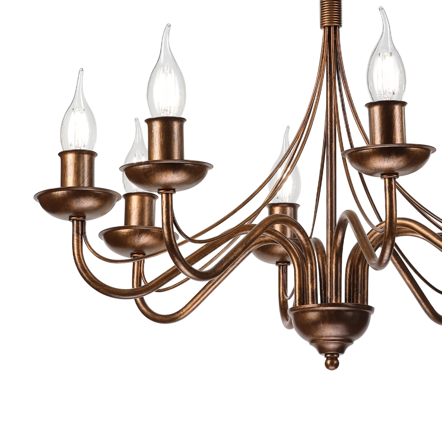 Lampadario a sospensione con catena ANTON 8xE14/60W/230V, finitura bronzata