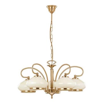 Lampadario a sospensione con catena ASTORIA 5xE27/15W/230V oro