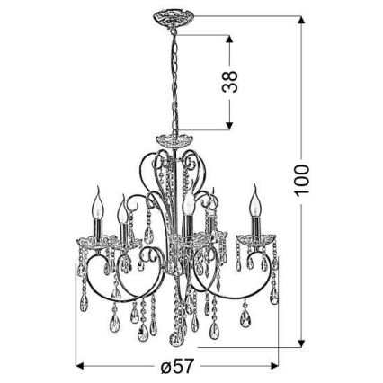 Lampadario a sospensione con catena AURORA 5xE14/40W/230V