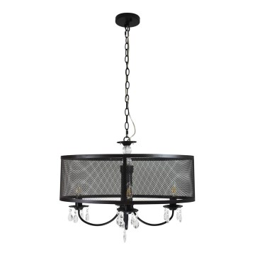 Lampadario a sospensione con catena BRESSO 4xE14/12W/230V nero