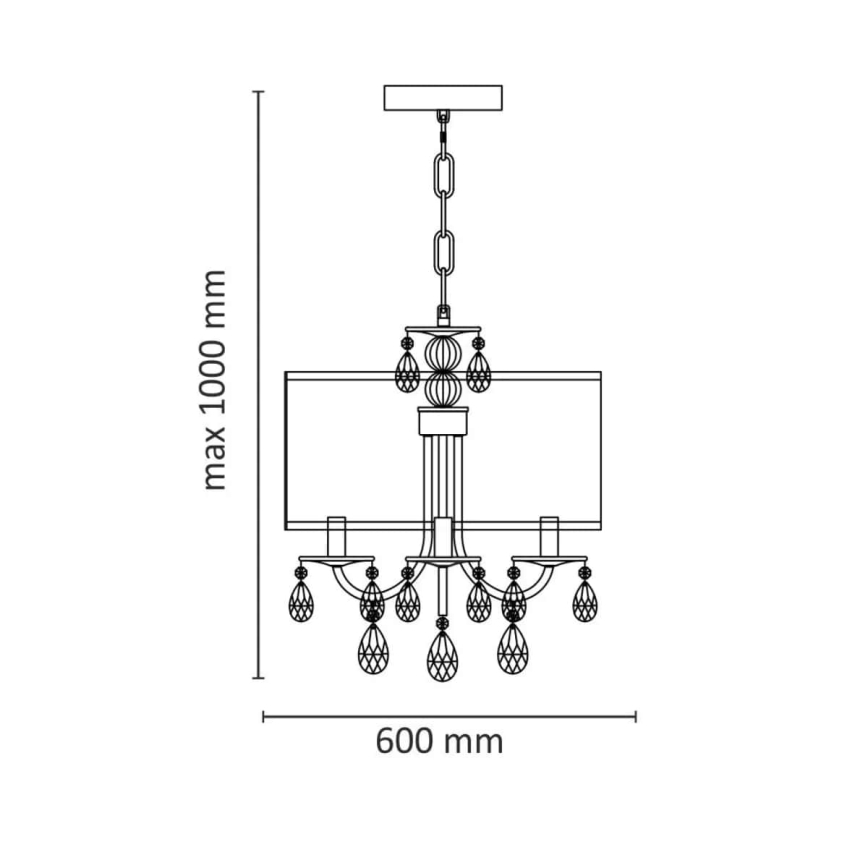 Lampadario a sospensione con catena BRESSO 4xE14/12W/230V nero