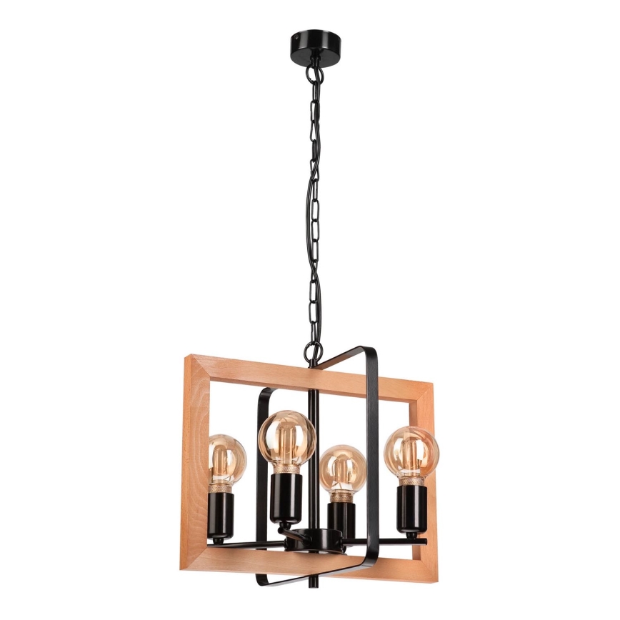 Lampadario a sospensione con catena CEDRIC 4xE27/60W/230V faggio/marrone