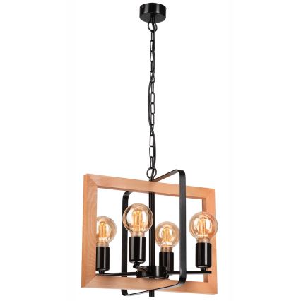 Lampadario a sospensione con catena CEDRIC 4xE27/60W/230V faggio/marrone