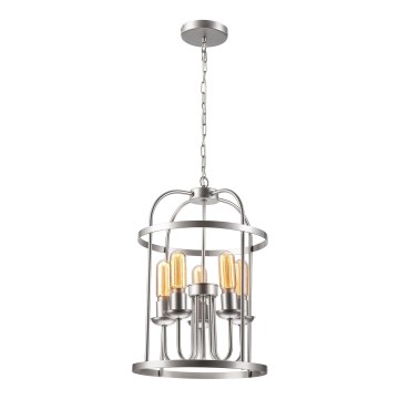 Lampadario a sospensione con catena CONSTANTINE 5xE27/60W/230V cromo opaco