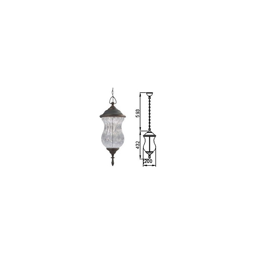 Lampadario a sospensione con catena da esterno MARSYLIA 3xLED/3W/230V