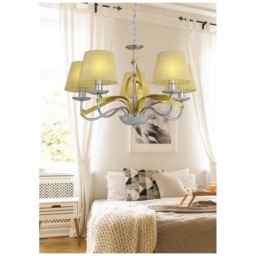 Lampadario a sospensione con catena DIVA 5xE14/40W/230V