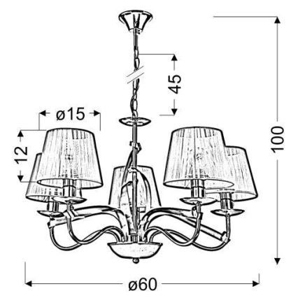 Lampadario a sospensione con catena DIVA 5xE14/40W/230V