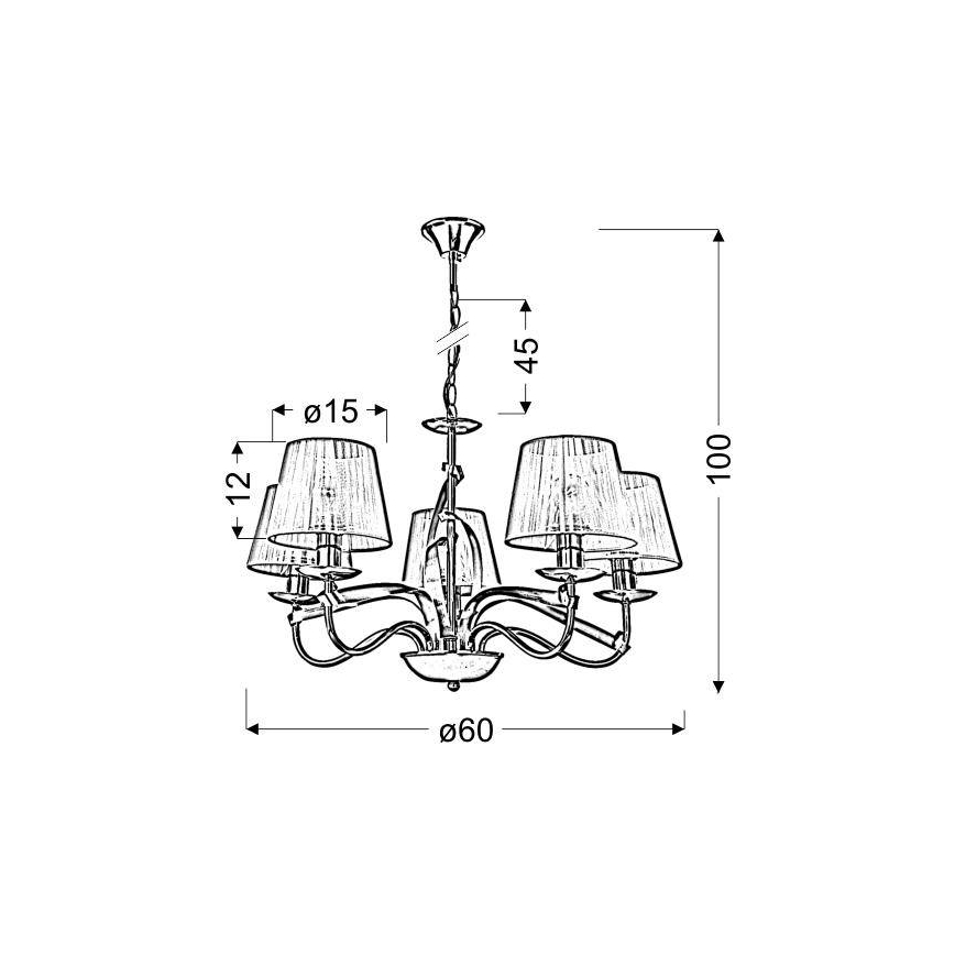 Lampadario a sospensione con catena DIVA 5xE14/40W/230V