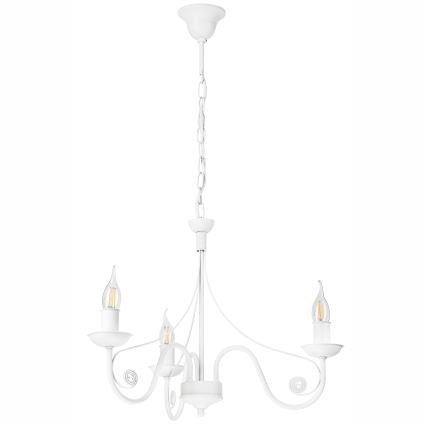Lampadario a sospensione con catena DONATO 3xE14/40W/230V bianco
