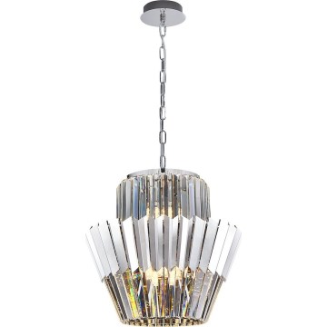 Lampadario a sospensione con catena DONNA 9xE14/40W/230V diametro 45 cm cromo opaco