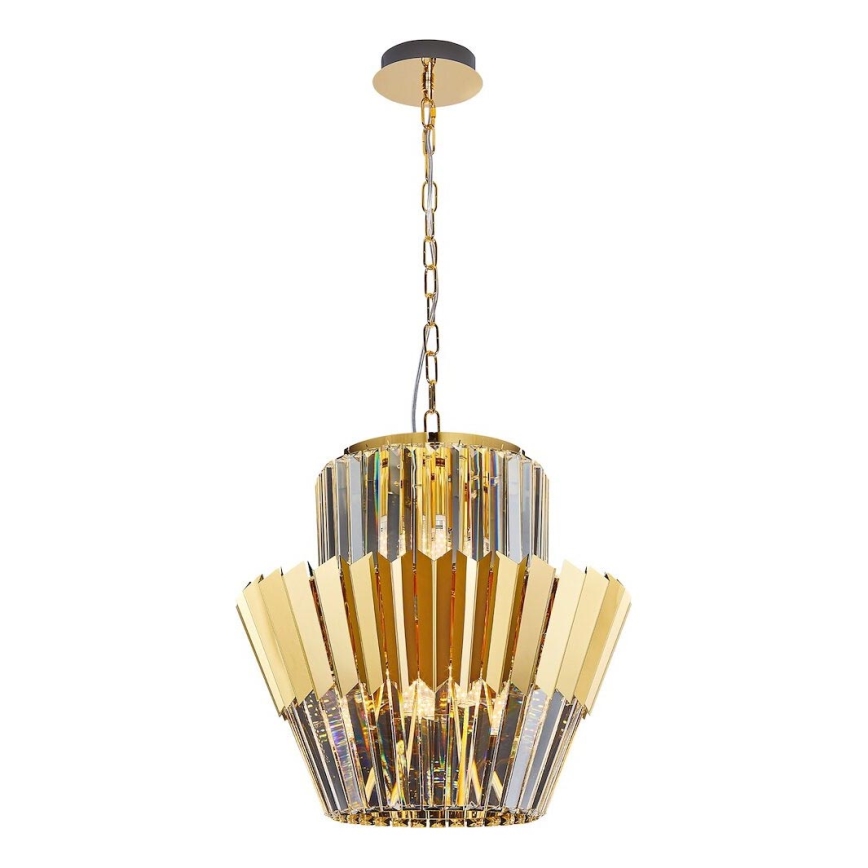 Lampadario a sospensione con catena DONNA 9xE14/40W/230V diametro 45 cm oro