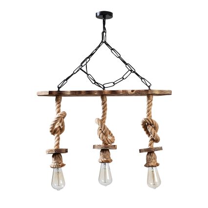 Lampadario a sospensione con catena EREBOS 3xE27/40W/230V marrone