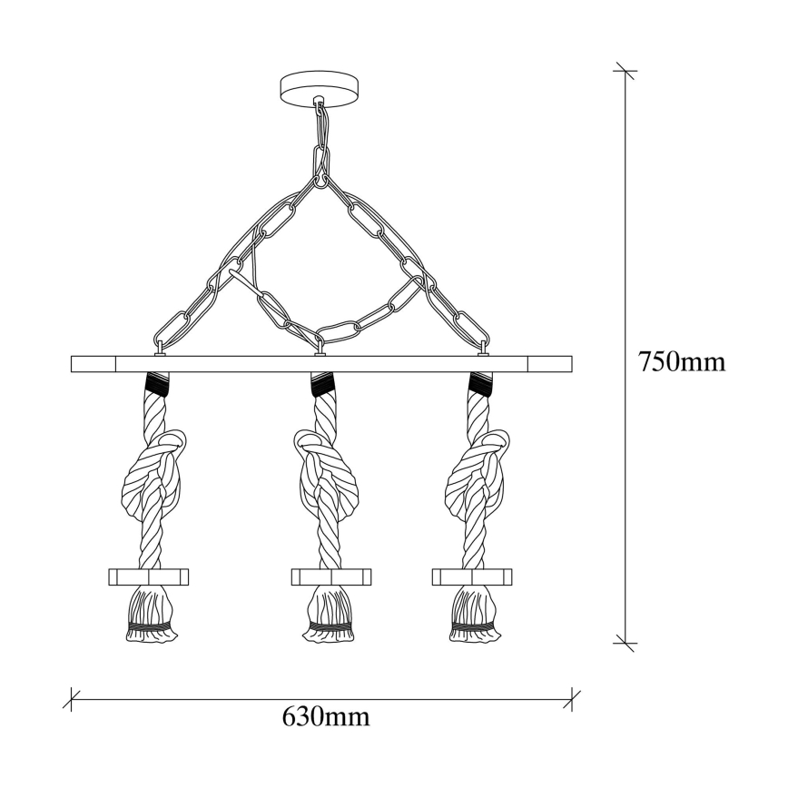 Lampadario a sospensione con catena EREBOS 3xE27/40W/230V marrone
