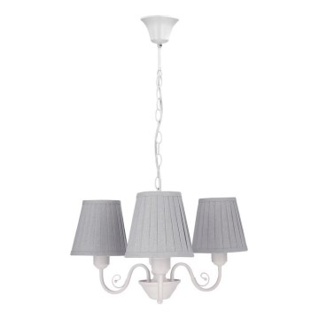 Lampadario a sospensione con catena FIREZ 3xE27/40W/230V bianco/grigio