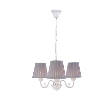 Lampadario a sospensione con catena FIREZ 3xE27/40W/230V bianco/grigio