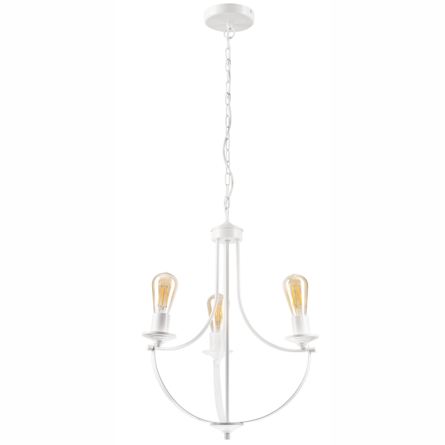 Lampadario a sospensione con catena GINA 3xE27/60W/230V bianco