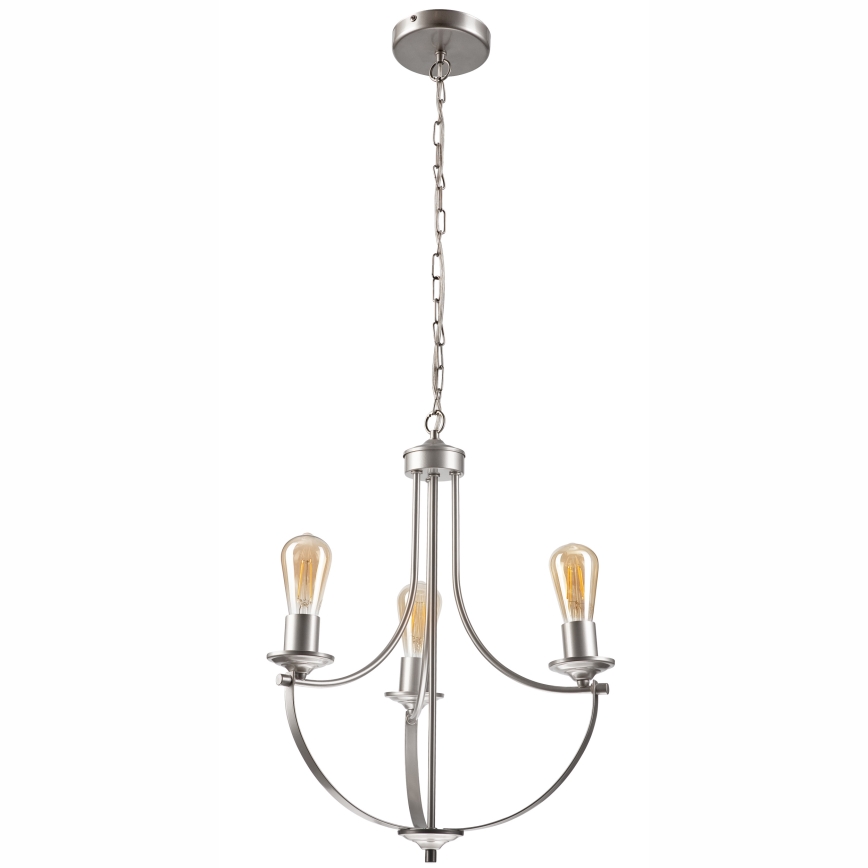 Lampadario a sospensione con catena GINA 3xE27/60W/230V cromo opaco