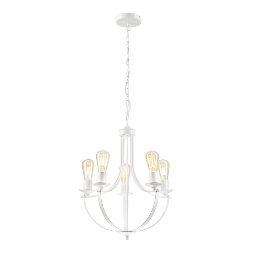 Lampadario a sospensione con catena GINA 5xE27/60W/230V bianco