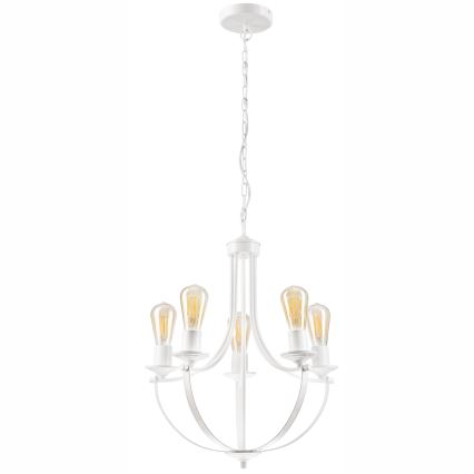 Lampadario a sospensione con catena GINA 5xE27/60W/230V bianco