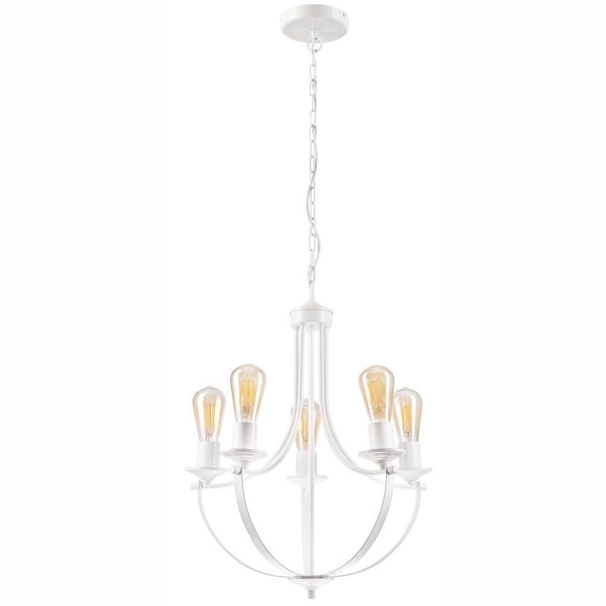 Lampadario a sospensione con catena GINA 5xE27/60W/230V bianco