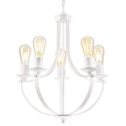 Lampadario a sospensione con catena GINA 5xE27/60W/230V bianco