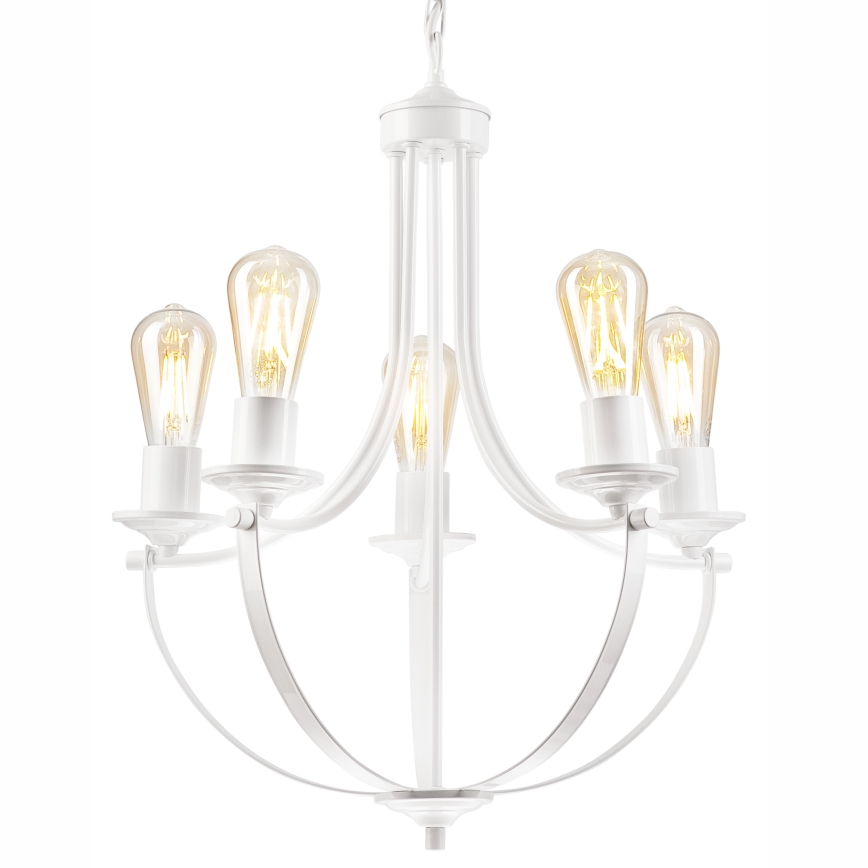 Lampadario a sospensione con catena GINA 5xE27/60W/230V bianco