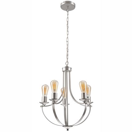 Lampadario a sospensione con catena GINA 5xE27/60W/230V cromo opaco