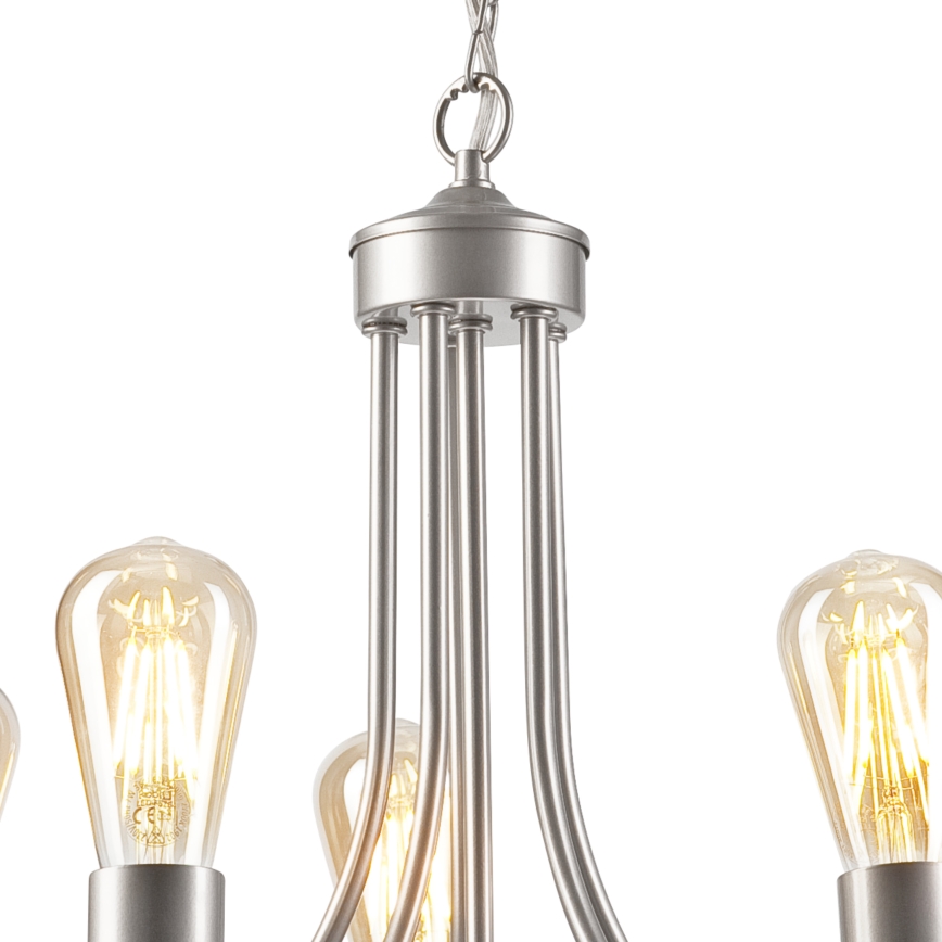 Lampadario a sospensione con catena GINA 5xE27/60W/230V cromo opaco