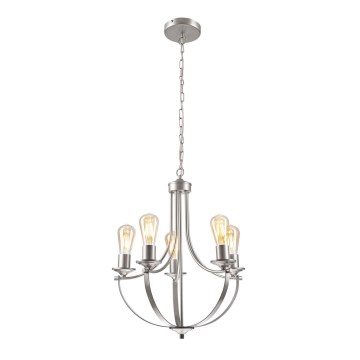 Lampadario a sospensione con catena GINA 5xE27/60W/230V cromo opaco