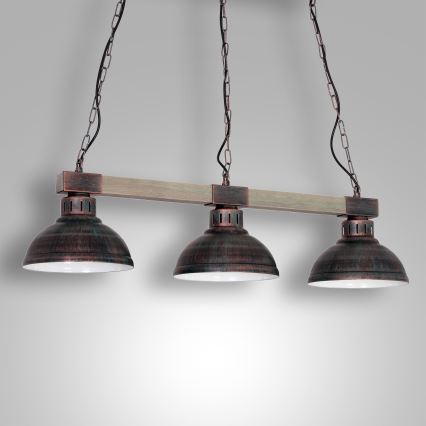 Lampadario a sospensione con catena HAKON 3xE27/60W/230V patina