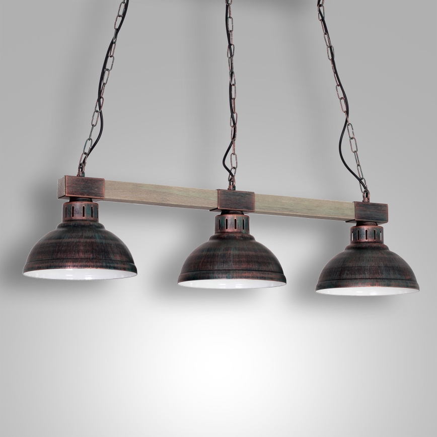 Lampadario a sospensione con catena HAKON 3xE27/60W/230V patina