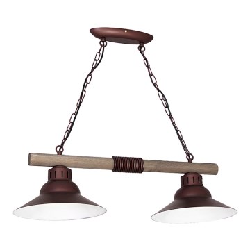 Lampadario a sospensione con catena JOSE 2xE27/60W/230V pino