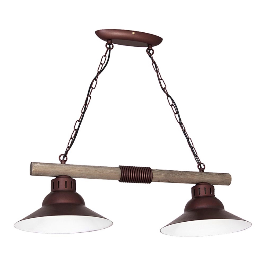 Lampadario a sospensione con catena JOSE 2xE27/60W/230V pino