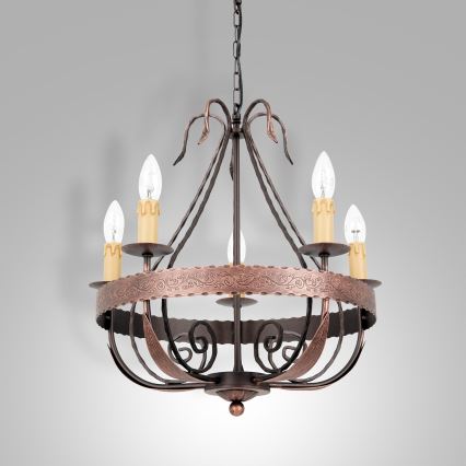 Lampadario a sospensione con catena LOARA 5xE14/60W/230V
