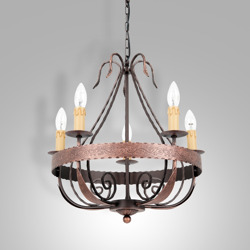 Lampadario a sospensione con catena LOARA 5xE14/60W/230V