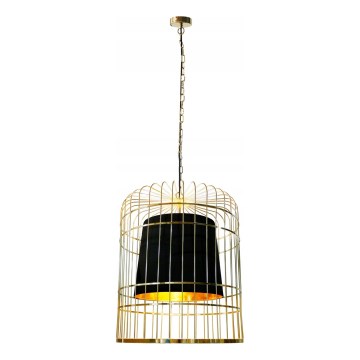 Lampadario a sospensione con catena LONGIS 2xE27/60W/230V diametro 60 cm oro/nero