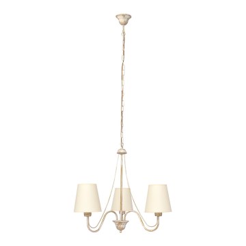 Lampadario a sospensione con catena MALBO 3xE27/15W/230V beige