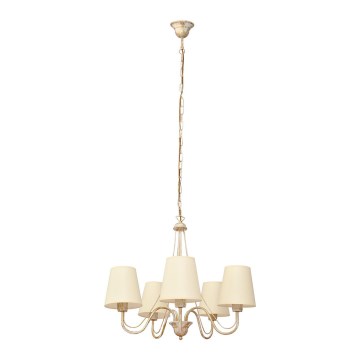 Lampadario a sospensione con catena MALBO 5xE27/15W/230V beige