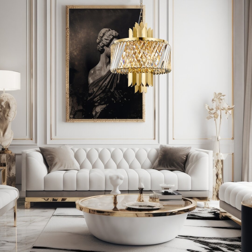 Lampadario a sospensione con catena MARGOT 6xE14/40W/230V diametro 43 cm oro