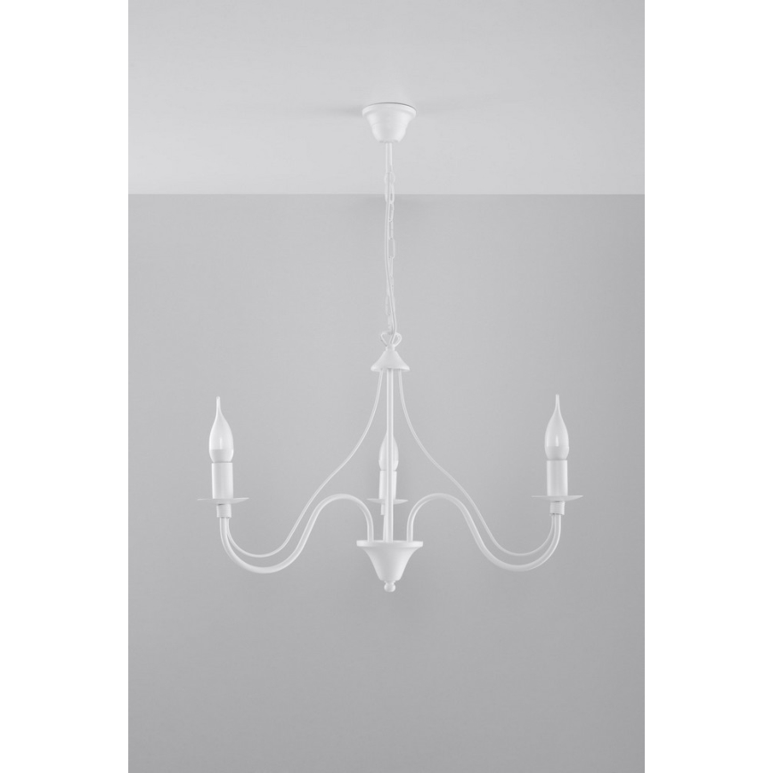 Lampadario a sospensione con catena MINERWA 3 3xE14/40W/230V bianco