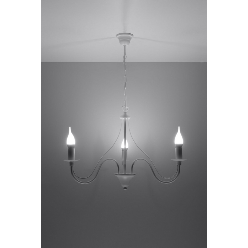 Lampadario a sospensione con catena MINERWA 3 3xE14/40W/230V bianco