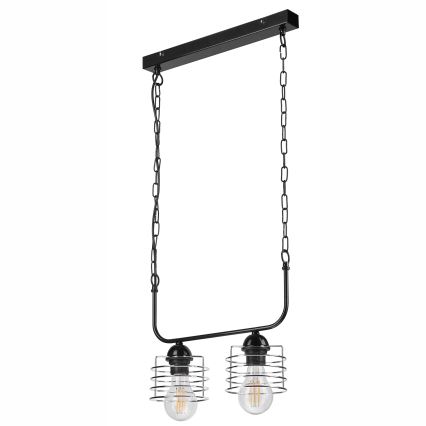 Lampadario a sospensione con catena MORGAN 2xE27/60W/230V nero/cromo