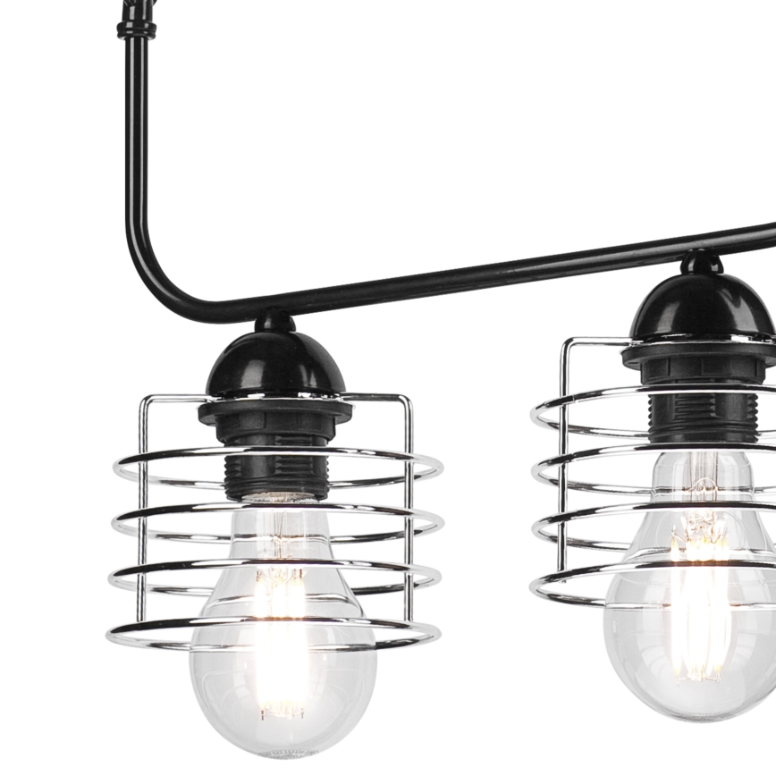 Lampadario a sospensione con catena MORGAN 2xE27/60W/230V nero/cromo