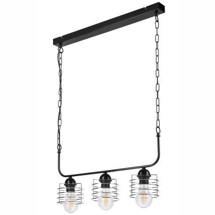Lampadario a sospensione con catena MORGAN 3xE27/60W/230V nero/cromo